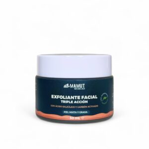 Exfoliante facial con carbón activado, ácido salicílico y extractos amazónicos para piel mixta y grasa